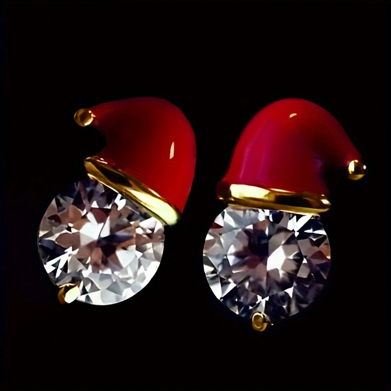 nouvelles boucles d'oreilles de Noël pour l'automne et l'hiver Boucles d'oreilles simples de Noël Boucles d'oreilles chapeau de Noël de style mignon_voghion.com