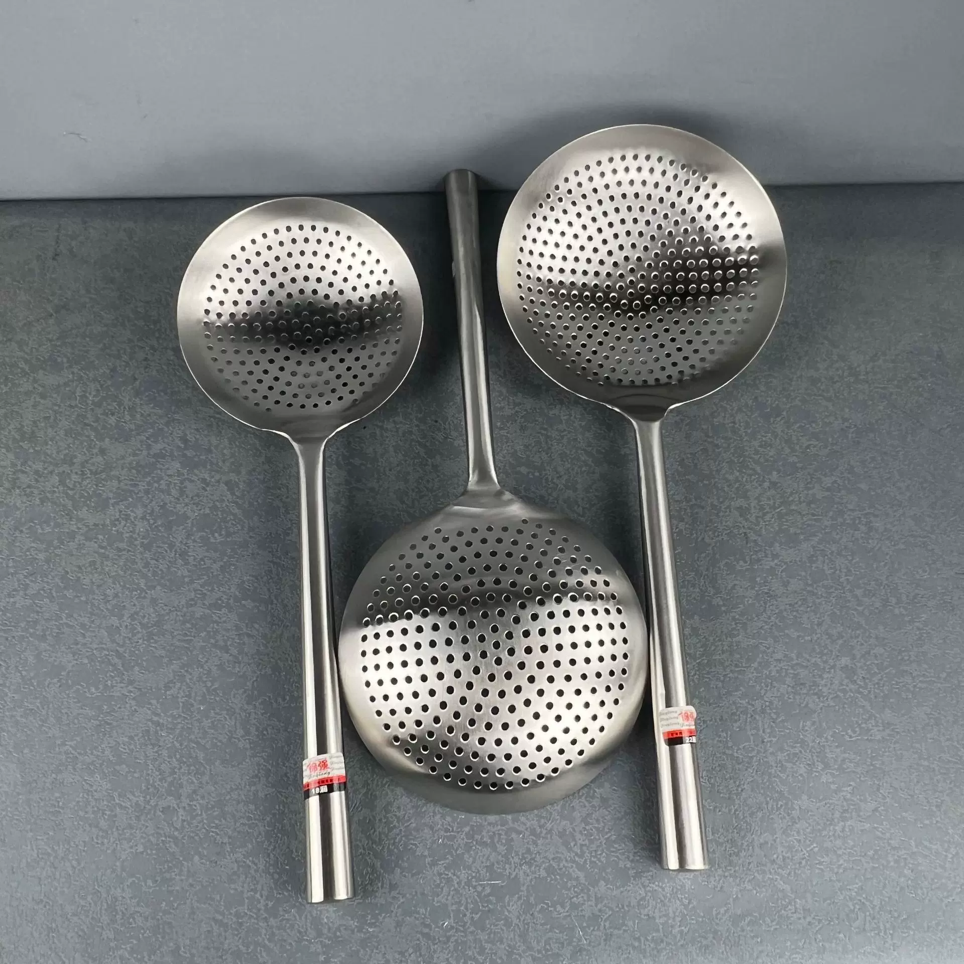 钢柄漏勺不锈钢线漏大油鼓漏沥水面条捞饺子过滤网油捞菜勺钢把勺