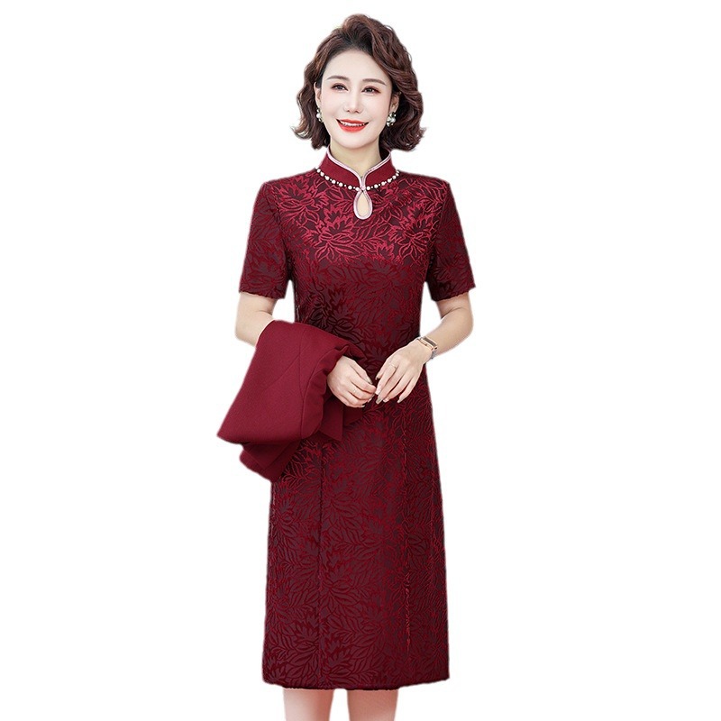 2024 새로운 중국 웨딩 원피스 어머니 두 조각 원피스 10 월 웨딩 원피스