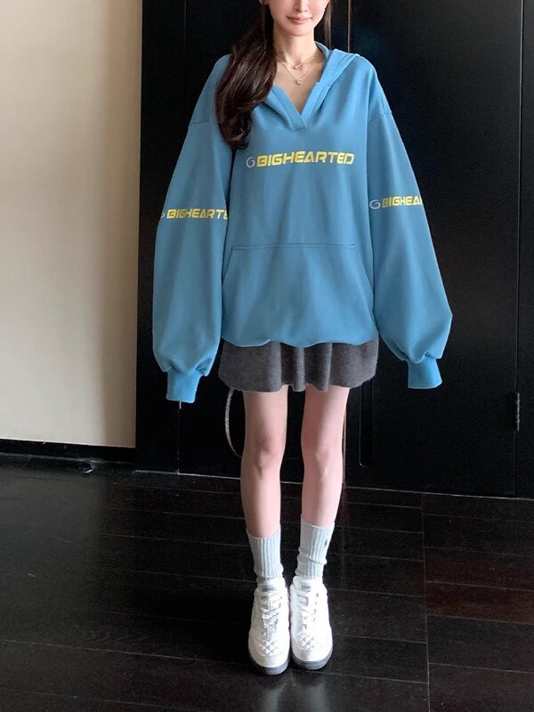 巴家私服 章若楠同款360Gdu家定染撞色套头卫衣外套女|undefined