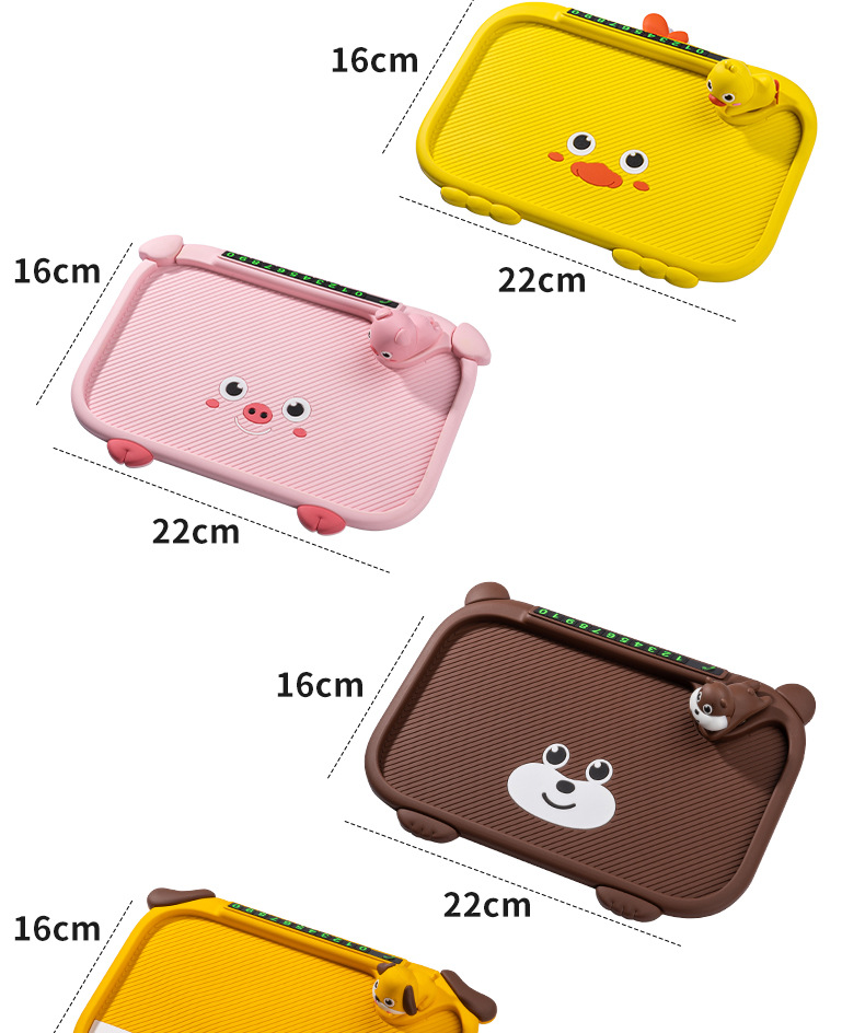 Cute and Fun Car Anti-Slip Mat for Mobile Phones, Cartoon Dashboard Storage Mat, High Temperature Resistant Car Interior Accessories