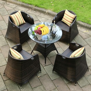 Rattan Chair Table and Chair Combination Garden Xiu Yu Leisure Balcony Outdoor Furniture Rattan Outdoor Courtyard Five-piece Set of Tables and Chairs