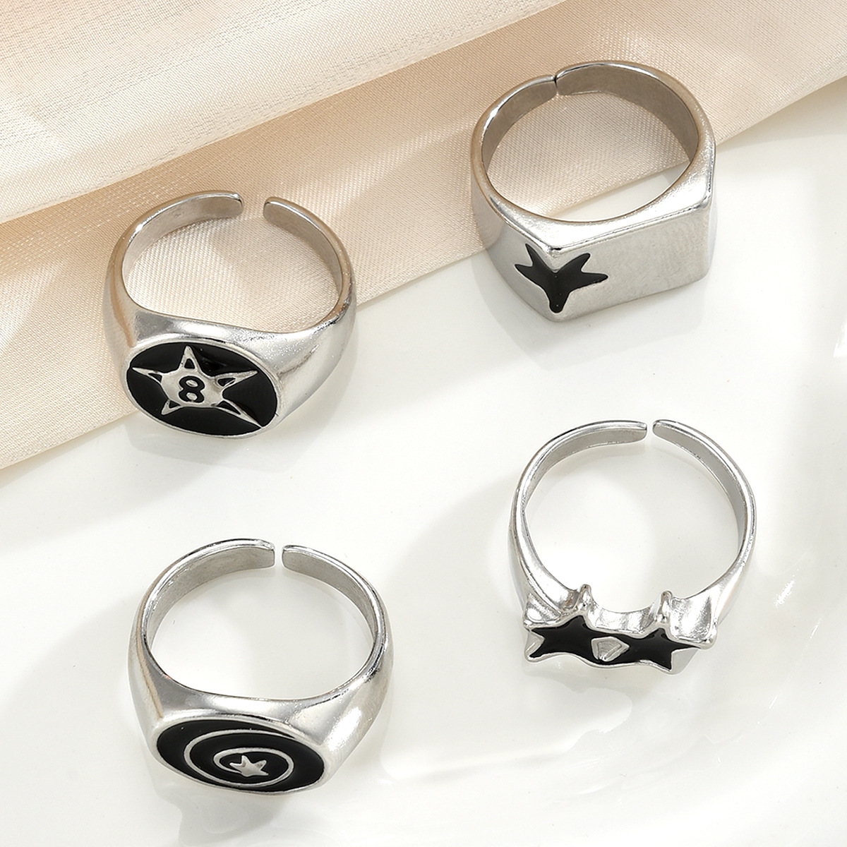 Herren Ring Set Mit Stern Motiv Im Angesagten Hip Hop Design_voghion.com