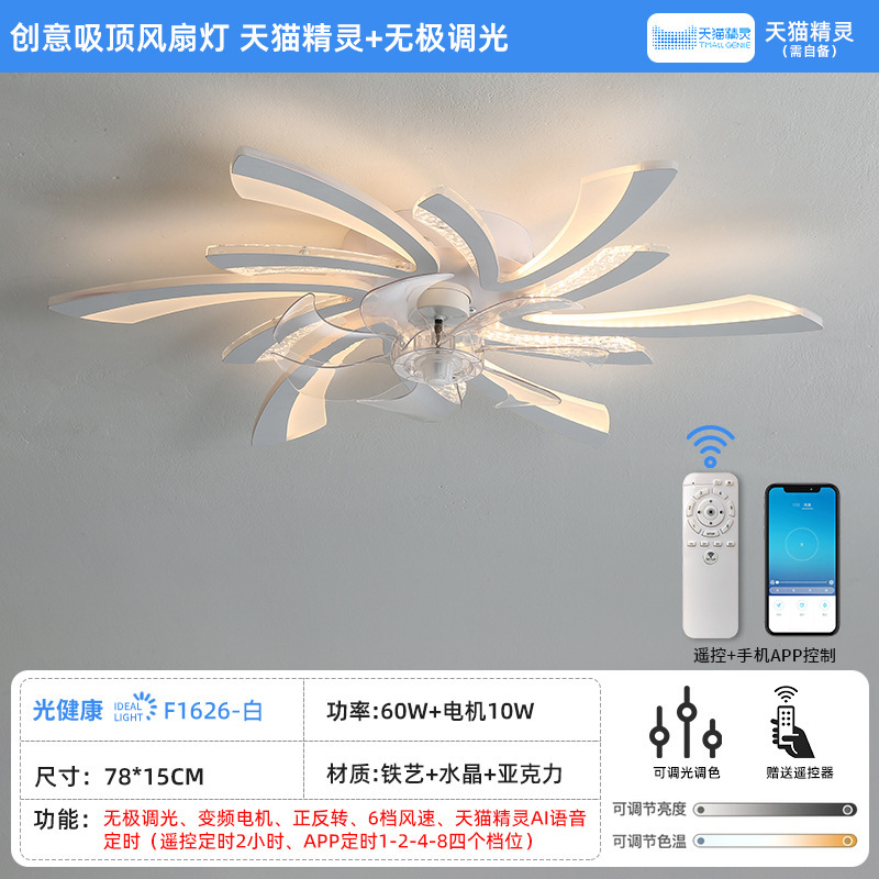 Transfronterizo 110v lámpara de ventilador de cristal lujoso dormitorio lámpara de ventilador de techo sala de estar lámpara de ventilador eléctrico de frecuencia invertida fábrica de Zhongshan image 9