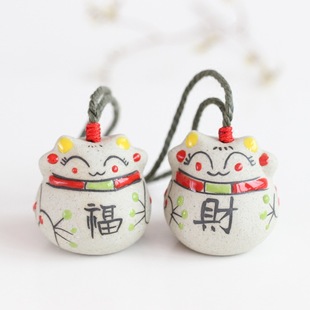 Милая японская красочная глина, медный колокольчик, украшение, аксессуар, котенок, ручная роспись, оптовые продажи
