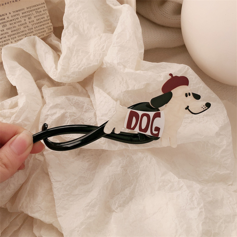 Temperamento acrílico lindo gato perro agarrar clips de alta sensación detrás de la cabeza un clips de pelo clips de pelo de torsión clips de pelo