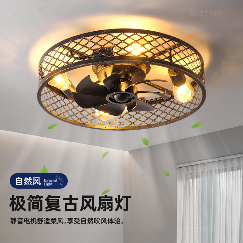 Ventilador de Techo con Luz, Metal y Acrílico, Con Control Remoto, para Comedor y Hogar