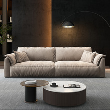 意式簡約絨布沙發客廳小戶型超寬坐深布藝沙發極簡現代大平層沙發