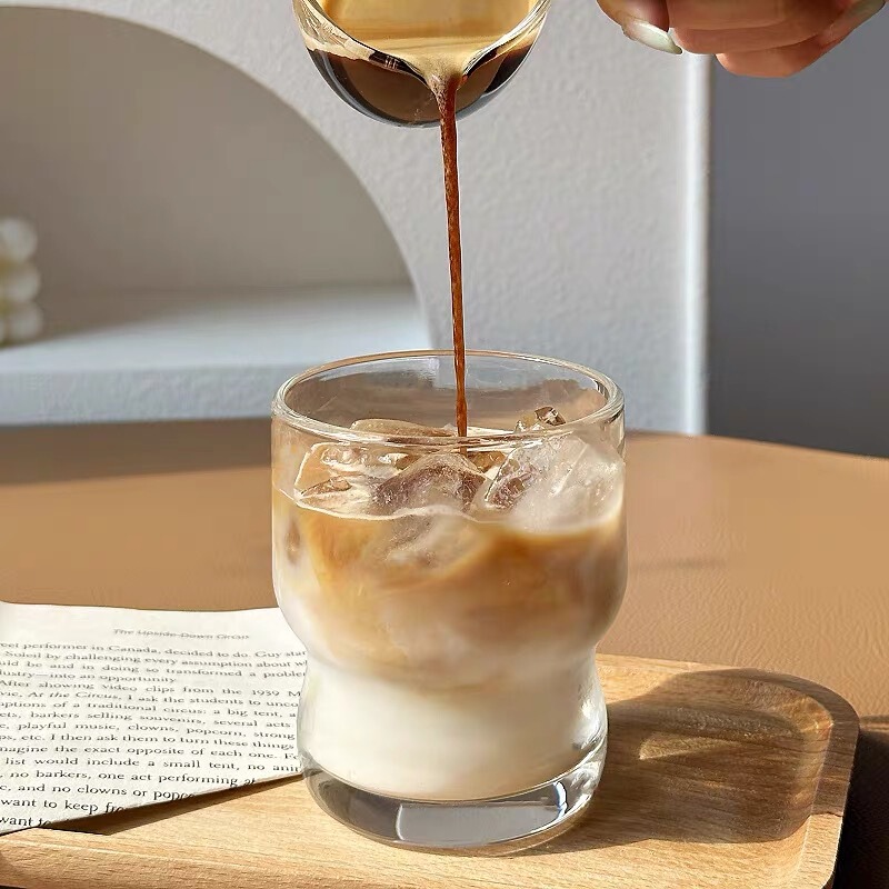 インスタイルシンプルなガラス家庭用クリエイティブニッチ透明飲料朝食ミルクカップ水出しコーヒーカップ|undefined