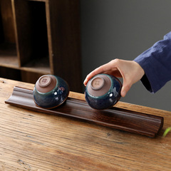 茶杯架黑檀木整塊實木原木瀝水中式高檔茶具收納杯子茶道配件鎮尺