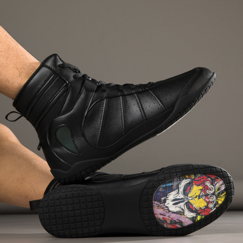 Boxing shoes men tall combat competition training shoes wrestling shoes sanda shoes fitness long boots Muay Thai striking shoes for men and women