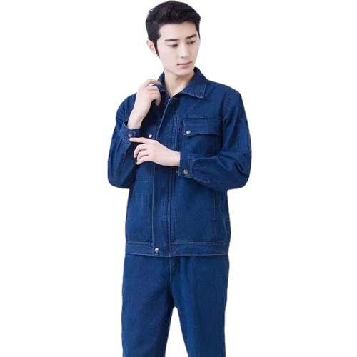 Welder work clothes thickened anti-scald denim men's suit burn-proof pants top welding site labor protection wear-resistant clothing