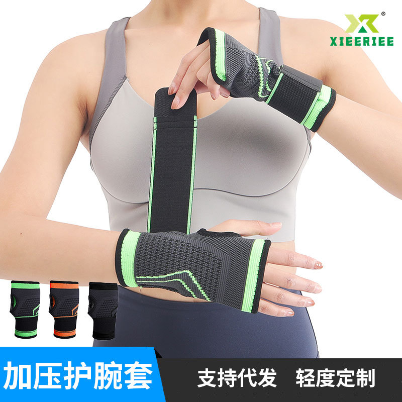 Cross-Border Foreign Trade Sports Straps Wrapped Around Pressurized Wrist Guards and Palm Guards for Adult Weightlifting Fitness Breathable Wrist and Palm Gloves Wholesale