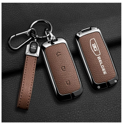 Car key bag: car key case, Belgee - galaxy-a-model-geely-bg-logodouble-sided-leather-with-lychee-pattern-in-brown-a09-rope-rope-buckle