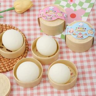 5.5cm simulation decompression steamed stuffed bun vent pinch music slow rebound barbecued pork bag spoof small steamed stuffed bun toy wholesale