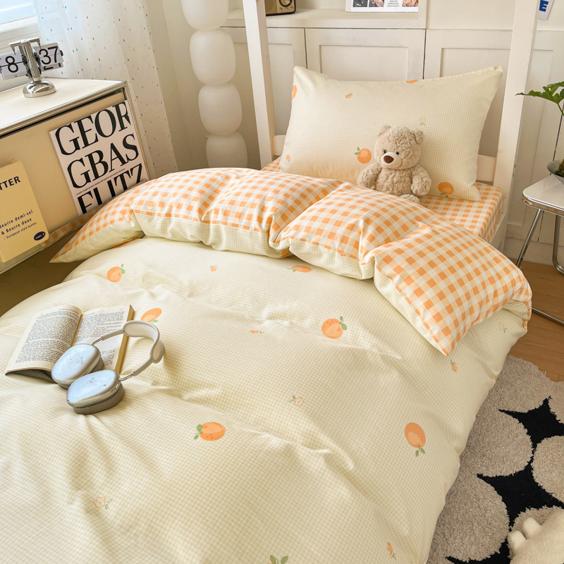 Verano dormitorio de estudiantes cama de algodón de tres piezas de algodón 2025 sábana nueva colcha sábana pequeña ropa de cama fresca