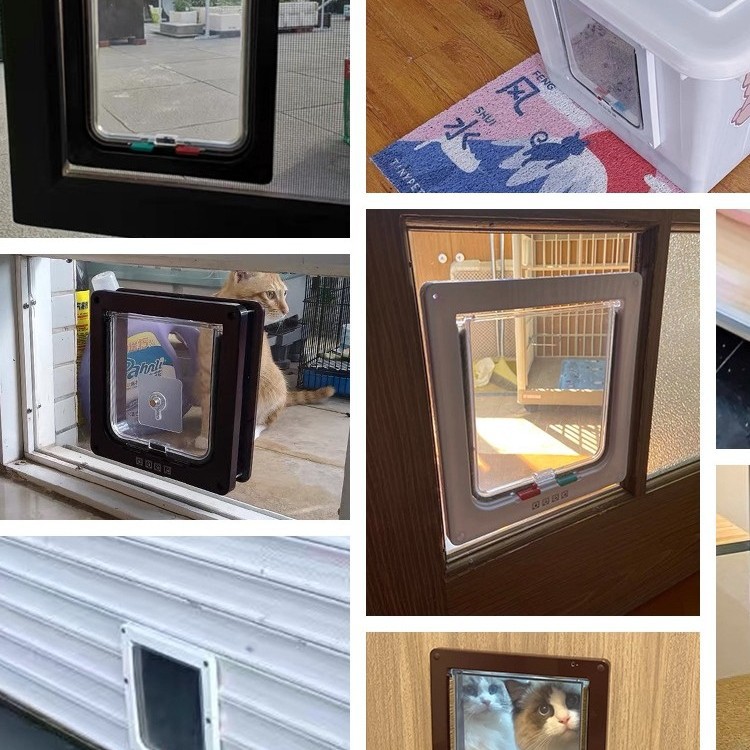 Mascotas de entrada libre puerta gatos agujeros de puerta de gato mascotas gatitos cachorros entran y salen puertas de vidrio instaladas puertas de madera nuevas ventanas