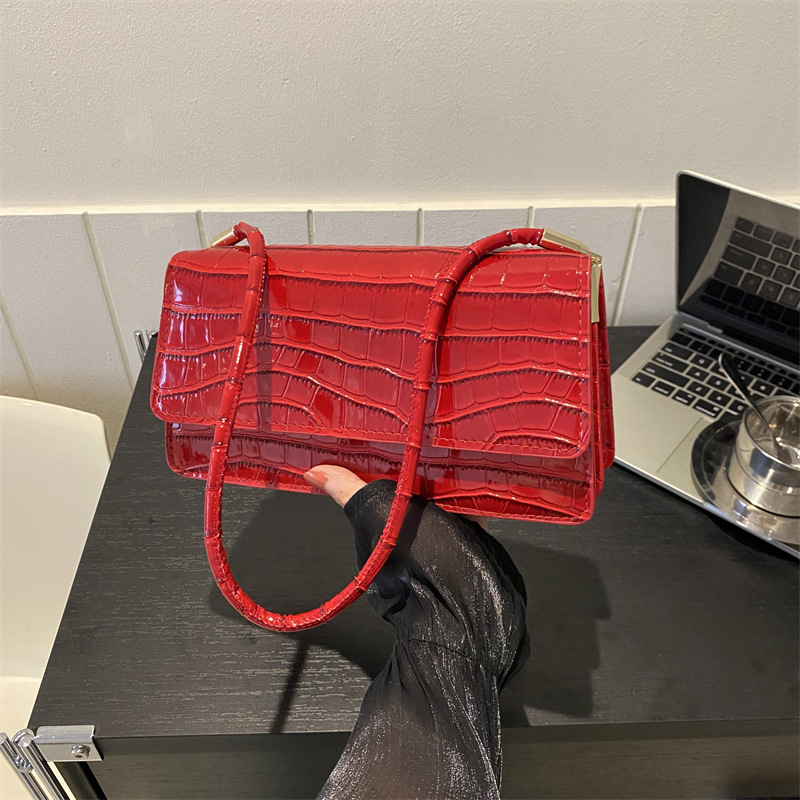 Elegante moda simple color sólido patrón de piedra ins bolsa de axilas mujer 2023 otoño nuevo bolso de hombro bolso de moda