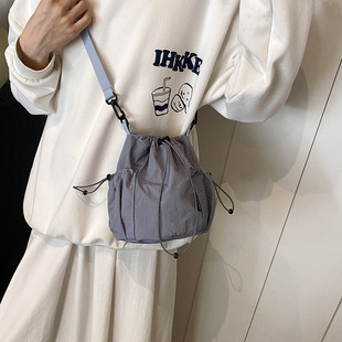 Japanese Style Ins Niche Design Drawstring Bucket Outdoor Sports Casual Fashion All-match Nylon Crossbody Bag