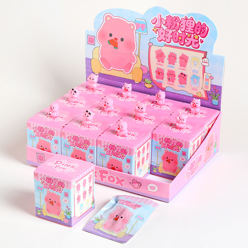 작은 비버 테마 블라인드 박스(블라인드 백 포함, 큰 상자에 작은 상자 12개 포함)