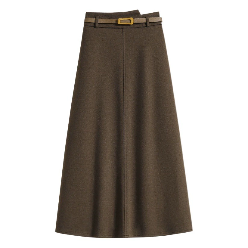 Юбка А-образной формы больших размеров, осенне-зимняя утолщенная шерстяная юбка средней длины в стиле ретро с асимметричной высокой талией, большие размеры