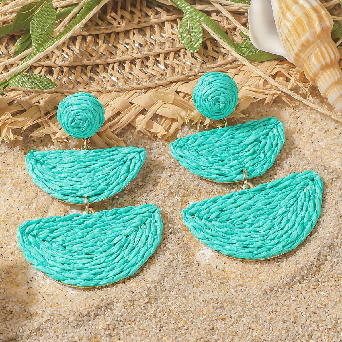 Women's Gender 1 Pair Vacation Ethnic Style Geometric Raffia Drop Earrings