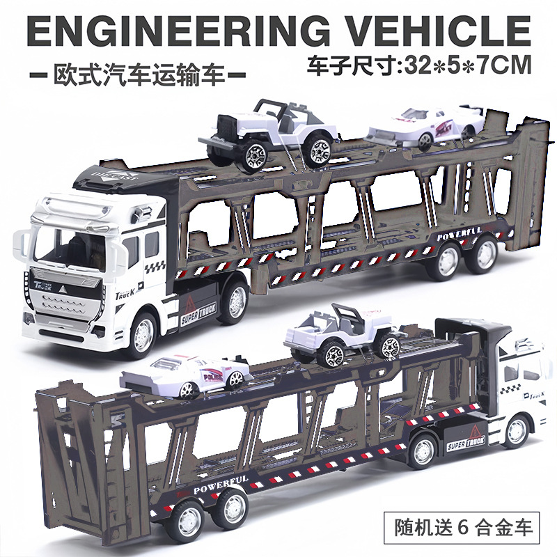 Contenedor de aleación gran camión juguetes para niños niños ingeniería de transporte de tracción gran contenedor semicolgante modelo de coche pequeño