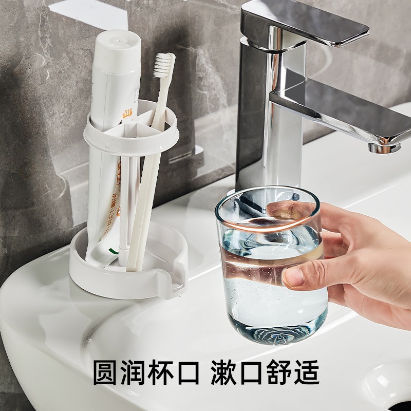 Taza de lavado a prueba de polvo doméstica pasta de dientes base de cepillo con cubierta a prueba de polvo taza de enjuague conjunto de cepillo drenaje base de dientes rack