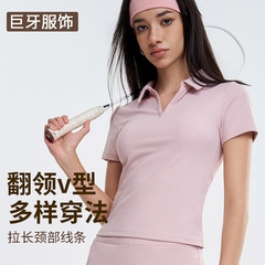テニススポーツpoloシャツ夏アウトドアランニング速乾ラペルスポーツ上着レディースヨガ服フィットネス半袖
