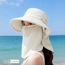 遮阳渔夫帽女士夏季防晒面罩护颈一体骑行速干透气防晒太阳帽批发