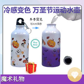 万圣节礼品个性定制图片遇冷变色热转印特色魔术运动水壶