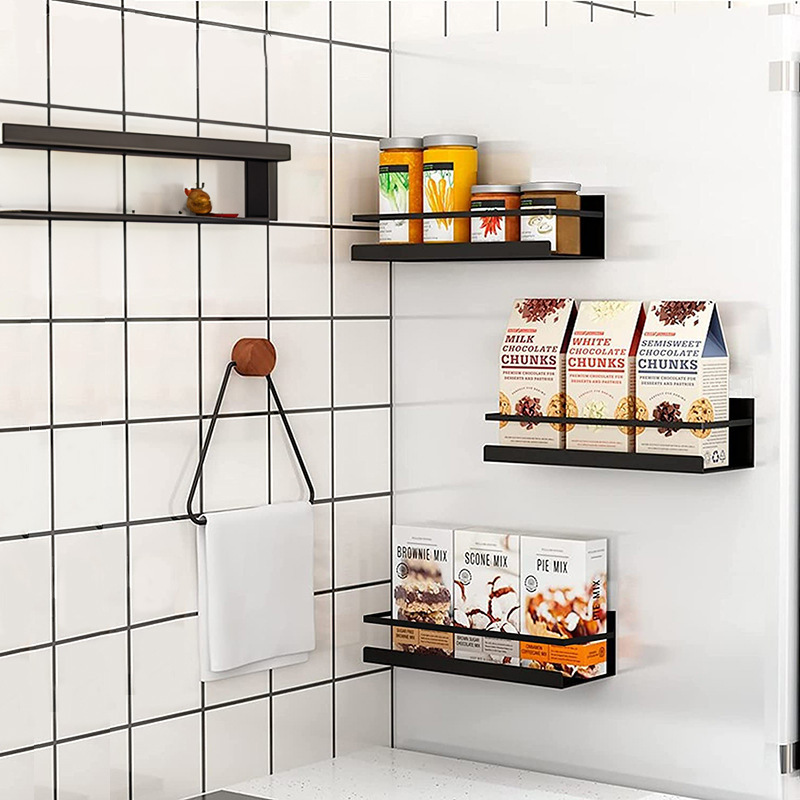 Kitchen Refrigerator Side Storage Magnetic Storage Rack Without Punching Side Shelf Side Gap Hanging Basket
