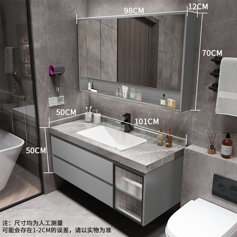 洲妙手洗い池トイレ洗面台浴室鏡盤シームレス岩板一体盆風呂洗面器セット|undefined