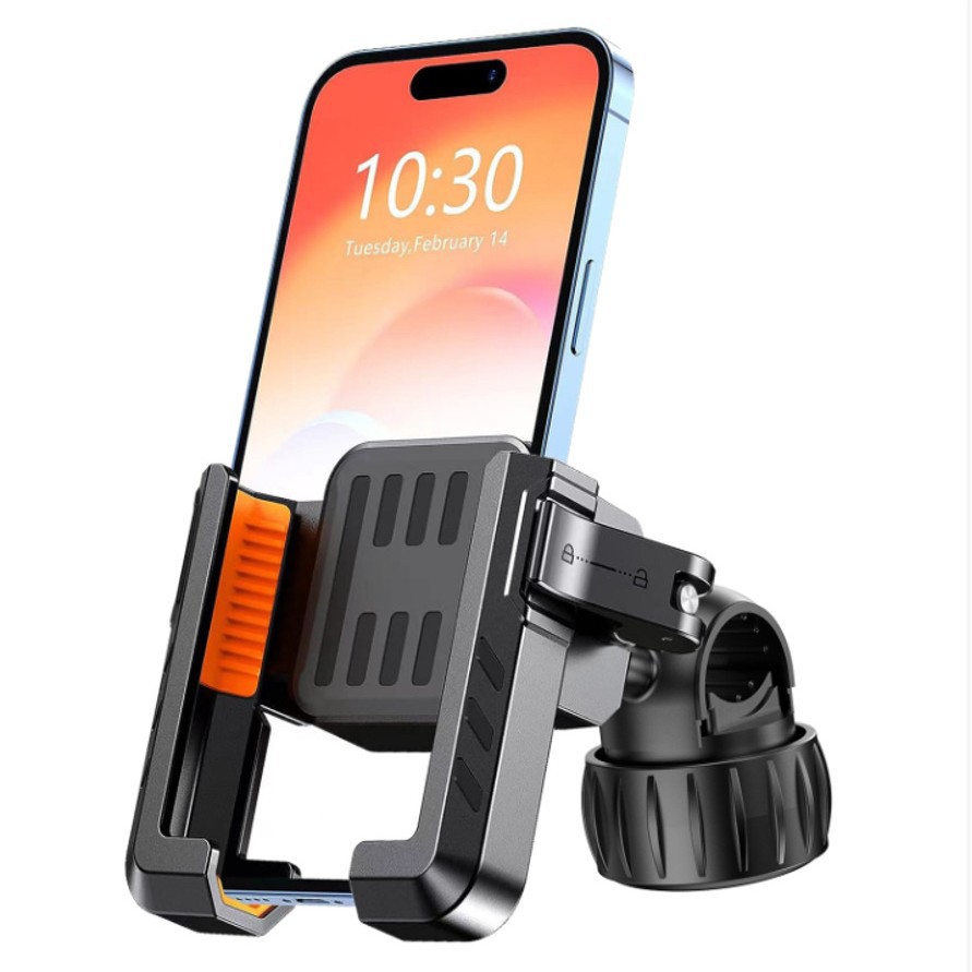 バイク用スマホホルダー 半包型 左右クリップ 電動自転車ナビゲーション サイクリング 自転車固定式スマホホルダー ハンドルバー