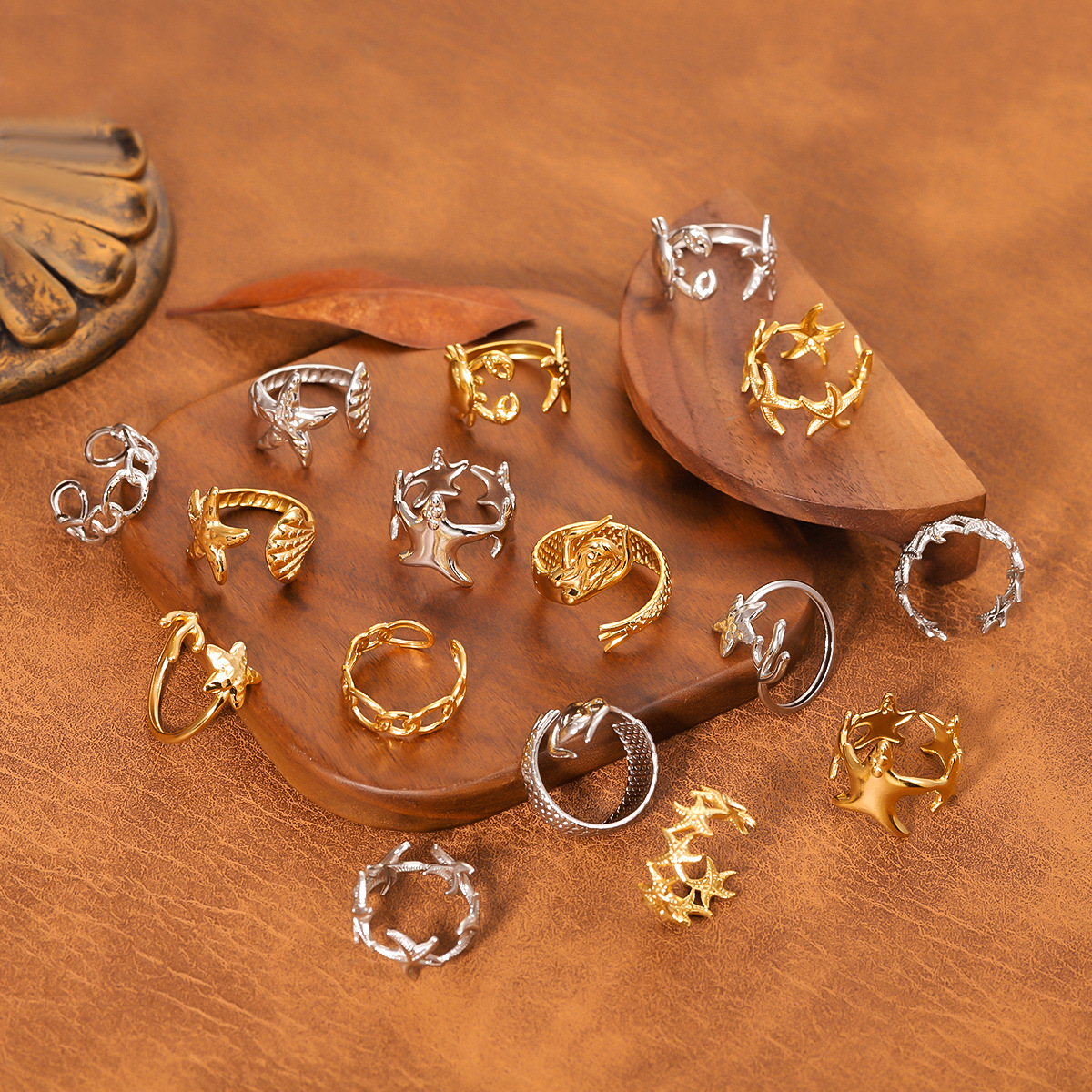 European and American Ins Internet Celebrity Style Ocean Style Ring Female Stylish Holiday Style Seahorse Fashion Stainless Steel Ring Bracelet