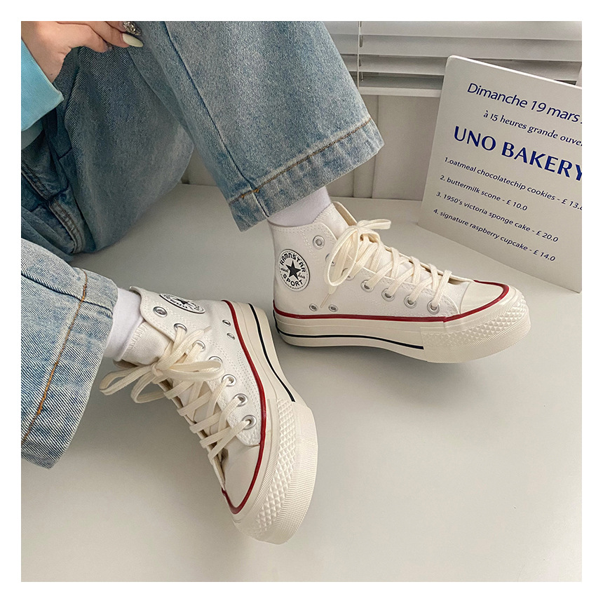 High-Top-Schuhe mit dicken Sohlen, klassische Canvas-Schuhe für Damen, Ulzzang Hong Kong-Stil, vielseitige 2022 neue koreanische Version von Schuhen_voghion.com