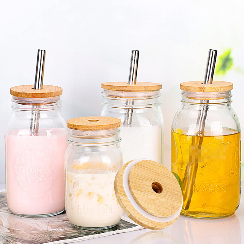Amazon Mason Jar Lid with Hole 70mm Mason Jar Lid Cover 86mm Bamboo Wood Lid Straw Cup Cover