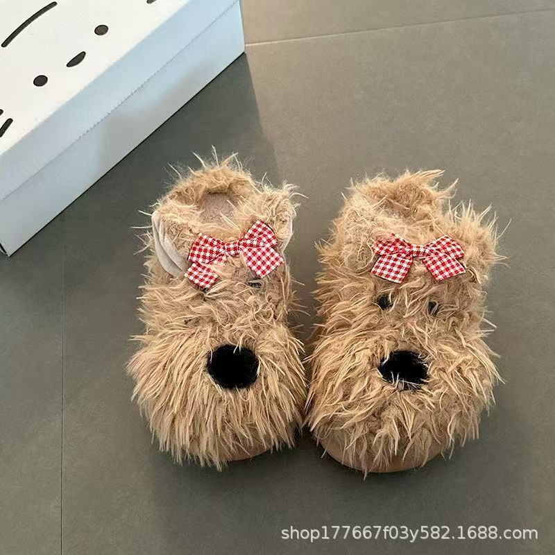 潦草狗可爱卡通棉拖2025冬季新款棉鞋女鞋加绒保暖居家室外雪地靴