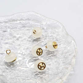 白色夹铜钱币花托纽扣旗袍汉服新中式马甲扣圆形手工盘扣扣头