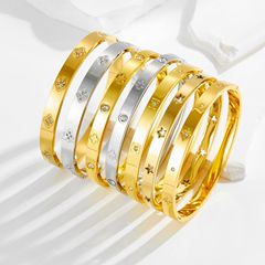 欧米八芒星ジルコン満ドリルブレスレット五角星バックルブレスレットシンプルで高級感のある金色の手飾りins風