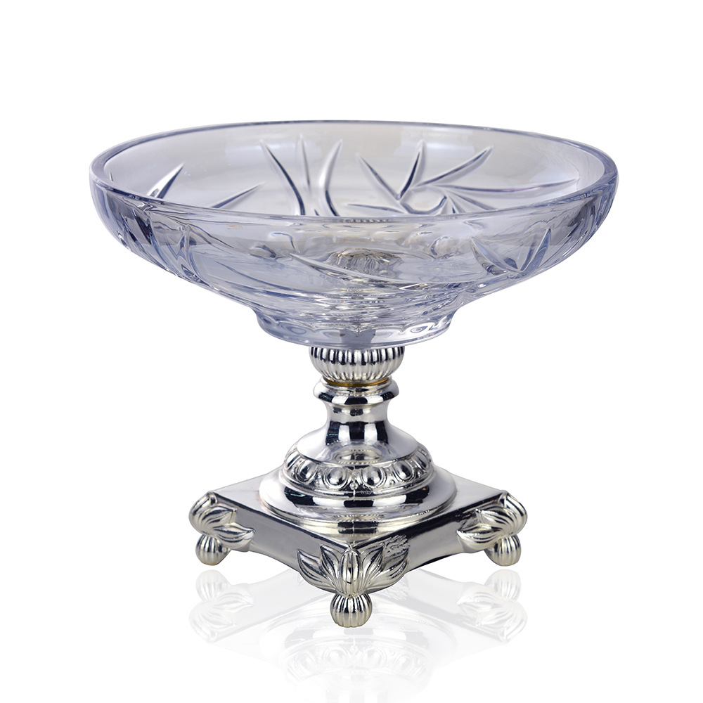 古典电镀水蓝色装饰摆件 水晶玻璃家居创意装饰摆件 客厅装饰花瓶