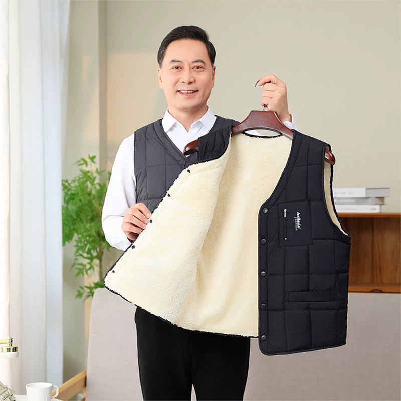 Осенний и зимний новый средний и пожилой бархатный ватный жилет короткий папа большой размер конюшни мужской пуховый ватный жилет утолщение