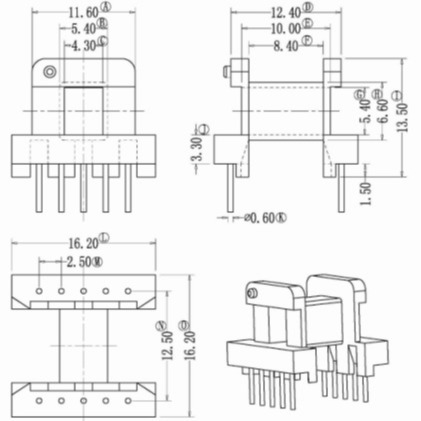 EE19变压器骨架滤波器骨架EE19电木骨架卧式5+5BOBBIN可配套磁芯