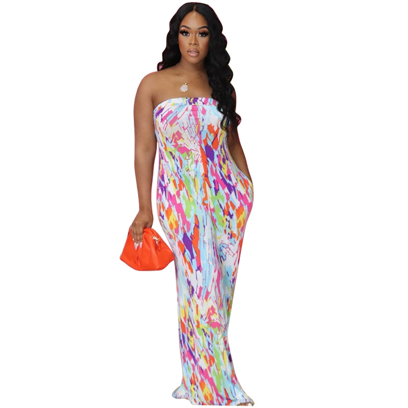 Tie-Dye Wide Leg Casual Printed Jumpsuit NSMYF57849