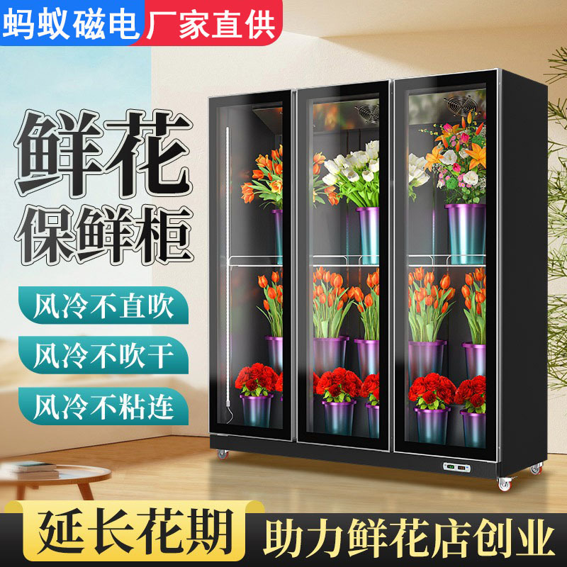 蚂蚁鲜花保鲜柜商用网红全屏机风冷展示柜冷藏柜花店专用冰箱冰柜