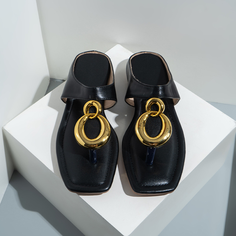 Women Flip Flops New Casual Flat Slippers Female Slides Versatile Square Head Hollow Ladies Sandals_voghion.com