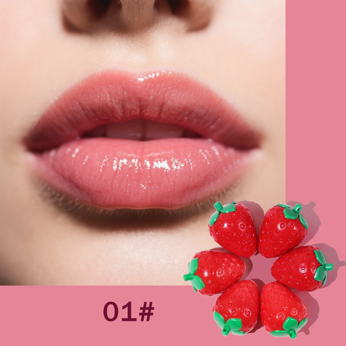Transfronterizo lindo fresa humectante lipstick lubricante lubricante OEM personalizado forma de fruta lipstick personalizado al por mayor