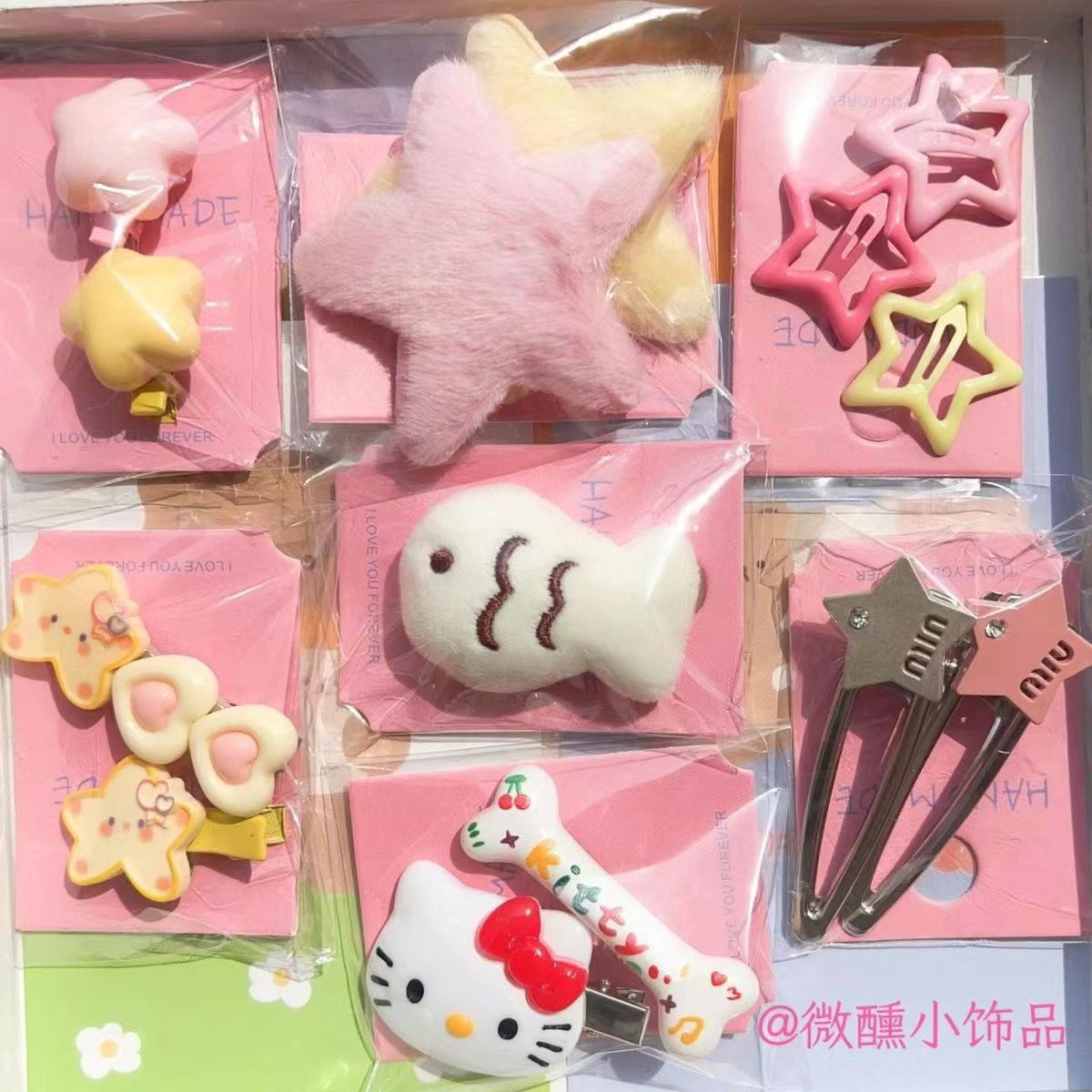 14 c style yellow star style sweet and cool girl hair clips (packed in bags)