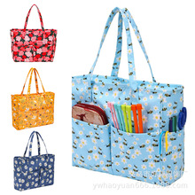 跨境便携拉杆箱插袋单肩包外出旅行毛线手工编织配件收纳包手提袋