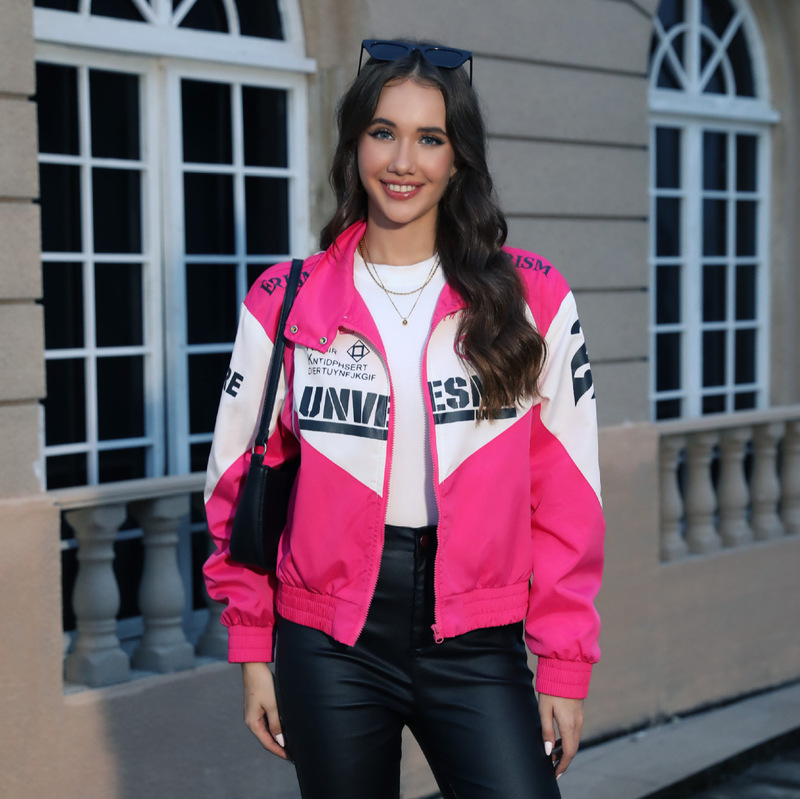 American Medal Printed Baseball Jacket Women's Spring & Fall New Motorcycle Racing Suit Pilot Windproof Suit Windbreaker